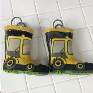 Western Chief Firefighter Rain Boots Toddler Size 8 Yellow Black Rubber Fireman